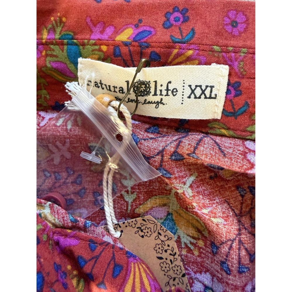 Natural Life Womens Rust Red Floral Tiered Maxi Dress Long Sleeve Boho Size XXL - Picture 4 of 12